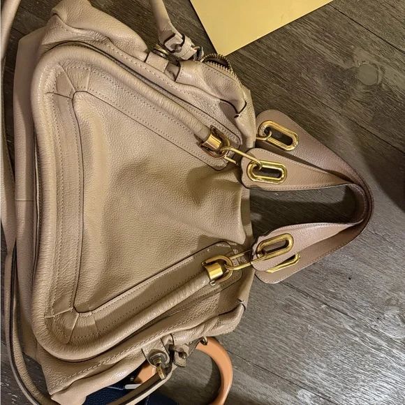 Chloé Beige Leather Paraty Satchel Bag w/ Detachable Strap - Picture 5 of 9